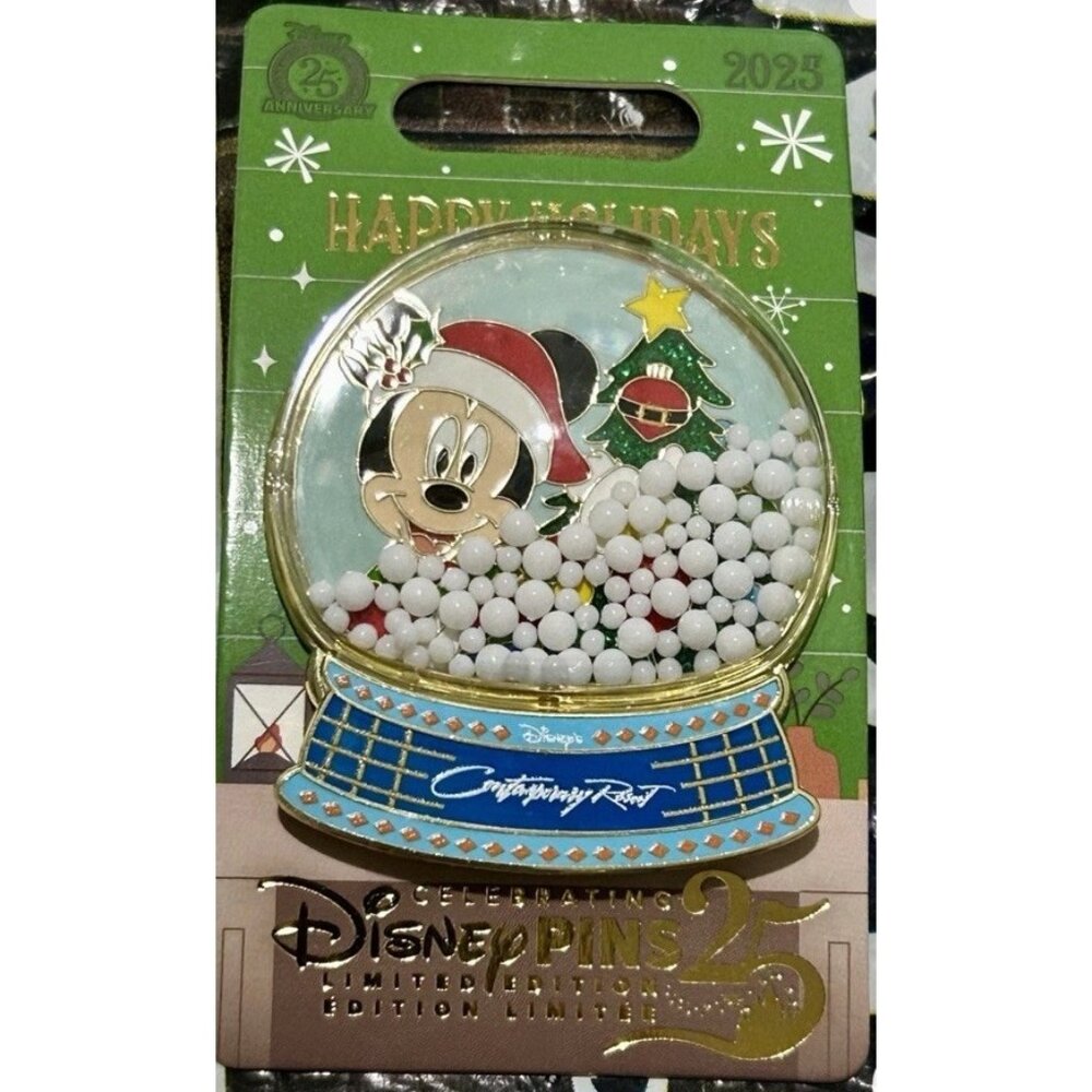 Disney Parks 2025 Christmas Contemporary Resort Pin Mickey Snow‎ Globe Holidays
